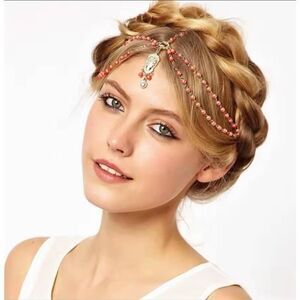 NWOT White Beaded Festival Head Chain